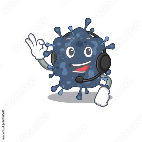 A gorgeous bacteria neisseria mascot character concept wearing headphone