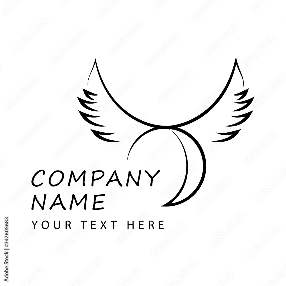 Fototapeta premium Logo of the moon (month) with wings.