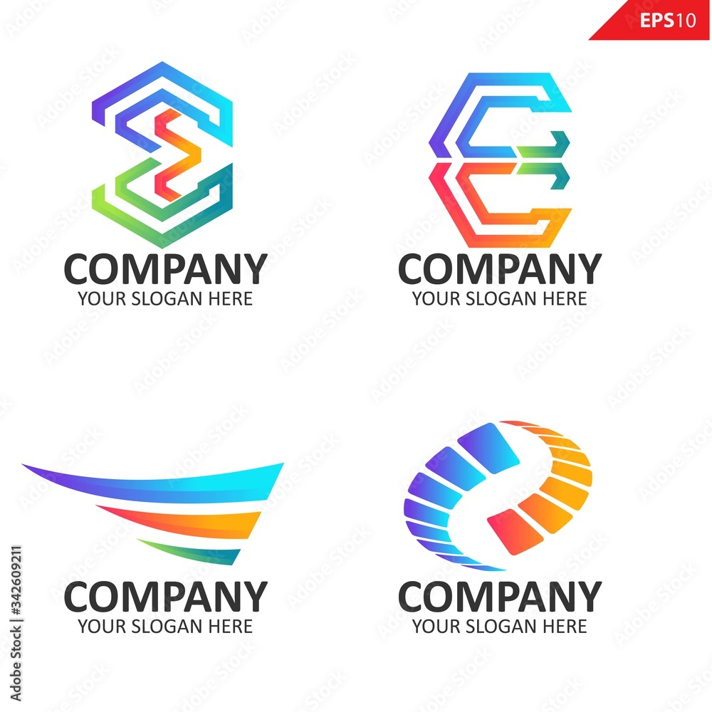 Monogram letter E logo design bundling Monogram letter E logo design bundling