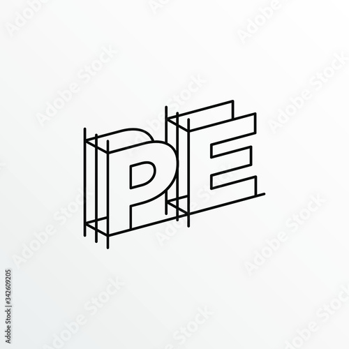 Initial Letter PE with Architecture Graphic Logo Design