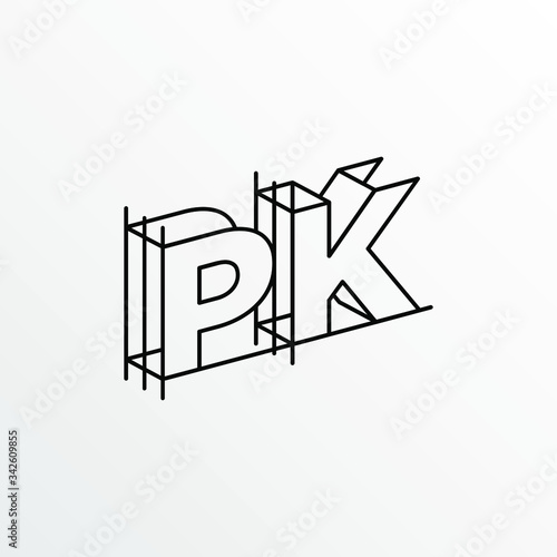 Initial Letter PK with Architecture Graphic Logo Design