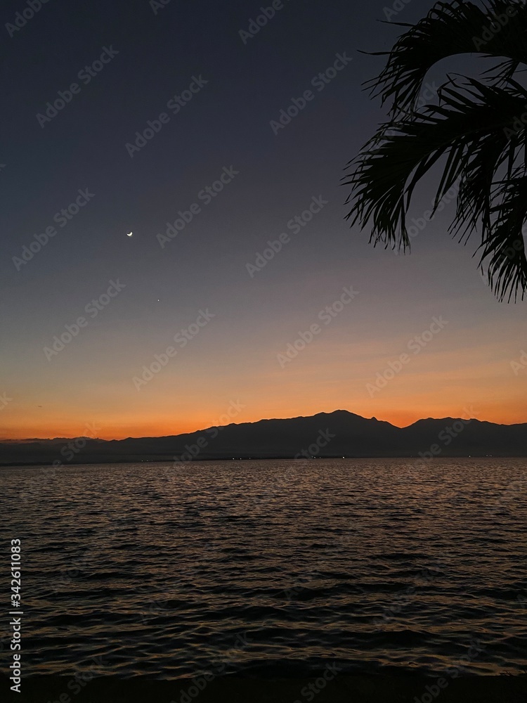 sunset view and the sea