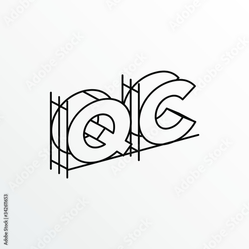 Initial Letter QC with Architecture Graphic Logo Design