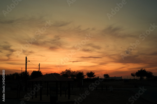 Beautiful Sunset time with silhouette in Sacramento, CA