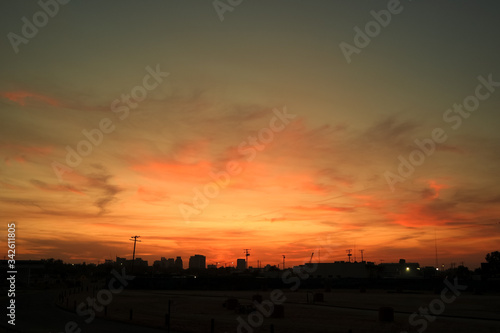 Beautiful Sunset time with silhouette in Sacramento, CA