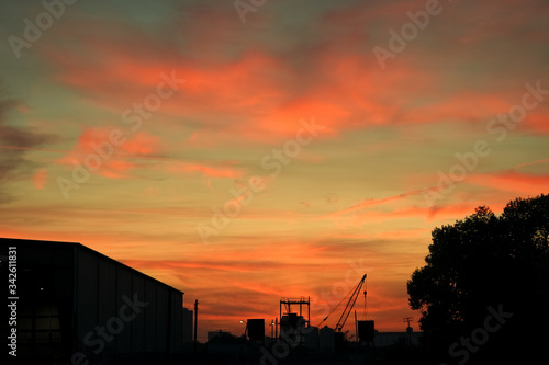 Beautiful Sunset time with silhouette in Sacramento, CA