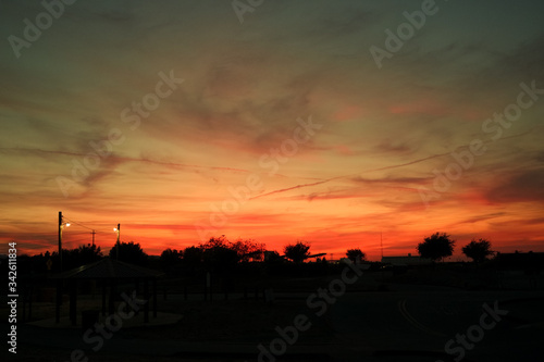 Beautiful Sunset time with silhouette in Sacramento, CA