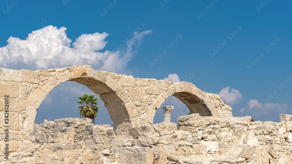 The ruins of an ancient aqueduct in the ancient Greek city of Kourion. (Cyprus)