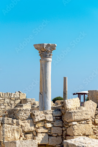 Antique column in the ancient city of Kourion (Cyprus)