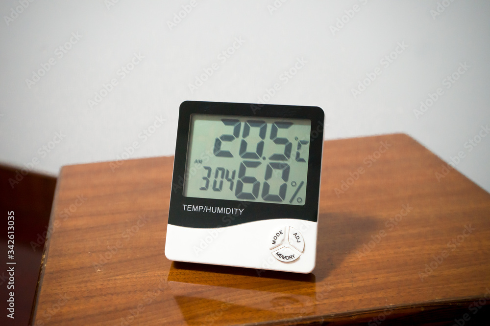 The electronic moisture and temperature meter. - obrazy, fototapety, plakaty 