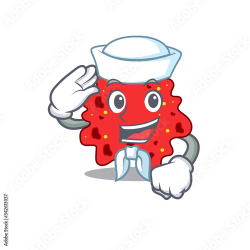Sailor cartoon character of streptococcus pneumoniae with white hat