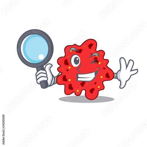 Smart Detective of streptococcus pneumoniae mascot design style with tools