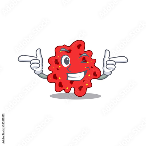 Cartoon design concept of streptococcus pneumoniae with funny wink eye