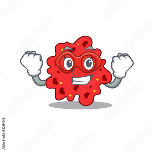 A cartoon character of streptococcus pneumoniae performed as a Super hero