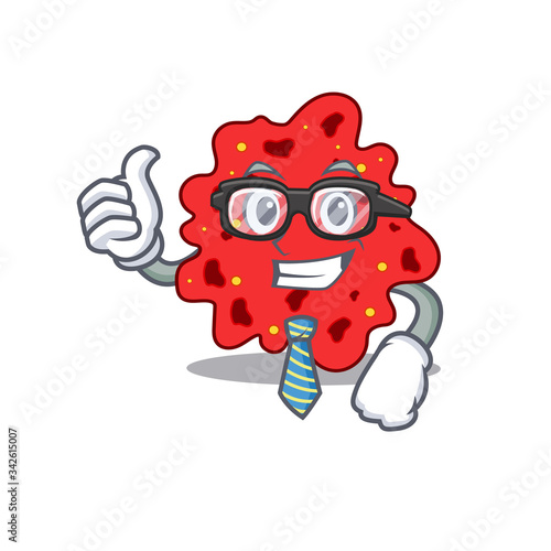 An elegant streptococcus pneumoniae Businessman mascot design wearing glasses and tie