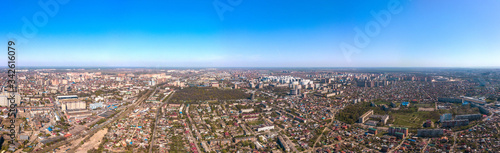 aerial drone view - old nord historic center of Krasnodar (South of Russia) on a sunny April day