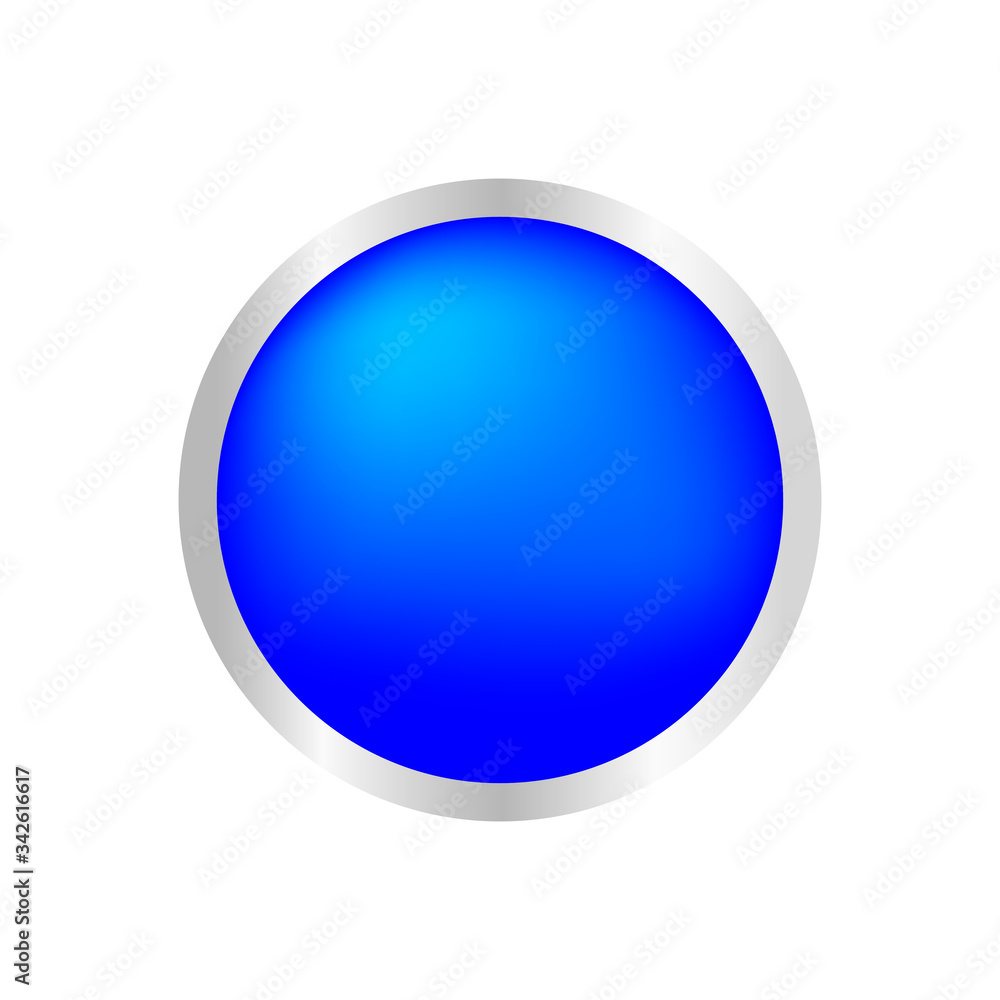 button circle shape blue for buttons games play isolated on white, blue modern 3d buttons simple and convex, sphere button blue flat style icon sign for applications, buttons round for website or app