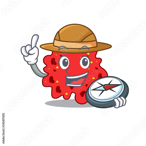 mascot design concept of streptococcus pneumoniae explorer with a compass