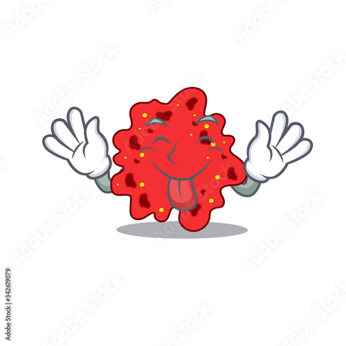 An amusing face streptococcus pneumoniae cartoon design with tongue out