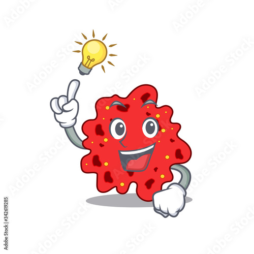 Mascot character design of streptococcus pneumoniae with has an idea smart gesture