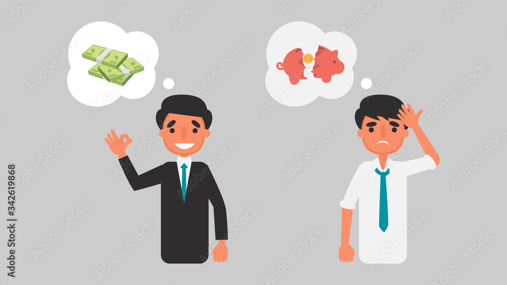 Businessman financial crisis concept.
Preparation for problems Saving money business illustration. Vector flat