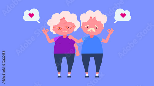 Happy old people,Elderly lovers, good mood and physical health,Elderly lovers,Spend time together happily good mood and physical health 