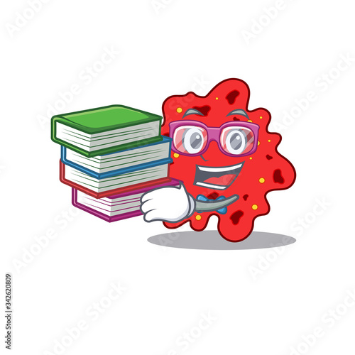 A diligent student in streptococcus pneumoniae mascot design concept with books