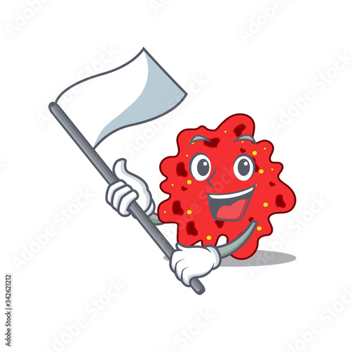 A nationalistic streptococcus pneumoniae mascot character design with flag