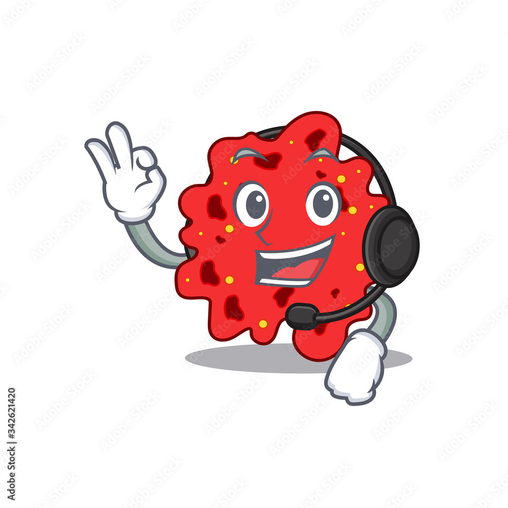 A gorgeous streptococcus pneumoniae mascot character concept wearing headphone A gorgeous streptococcus pneumoniae mascot character concept wearing headphone