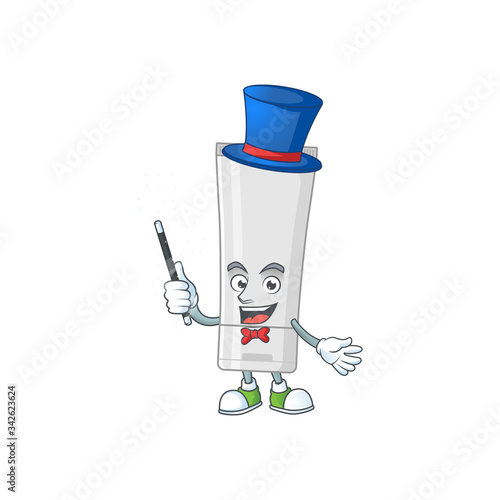 Talented white plastic tube Magician cartoon design style