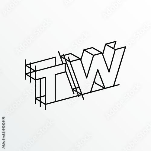 Initial Letter TW with Architecture Graphic Logo Design