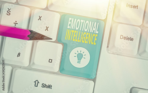 Text sign showing Emotional Intelligence. Business photo showcasing Self and Social Awareness Handle relationships well photo