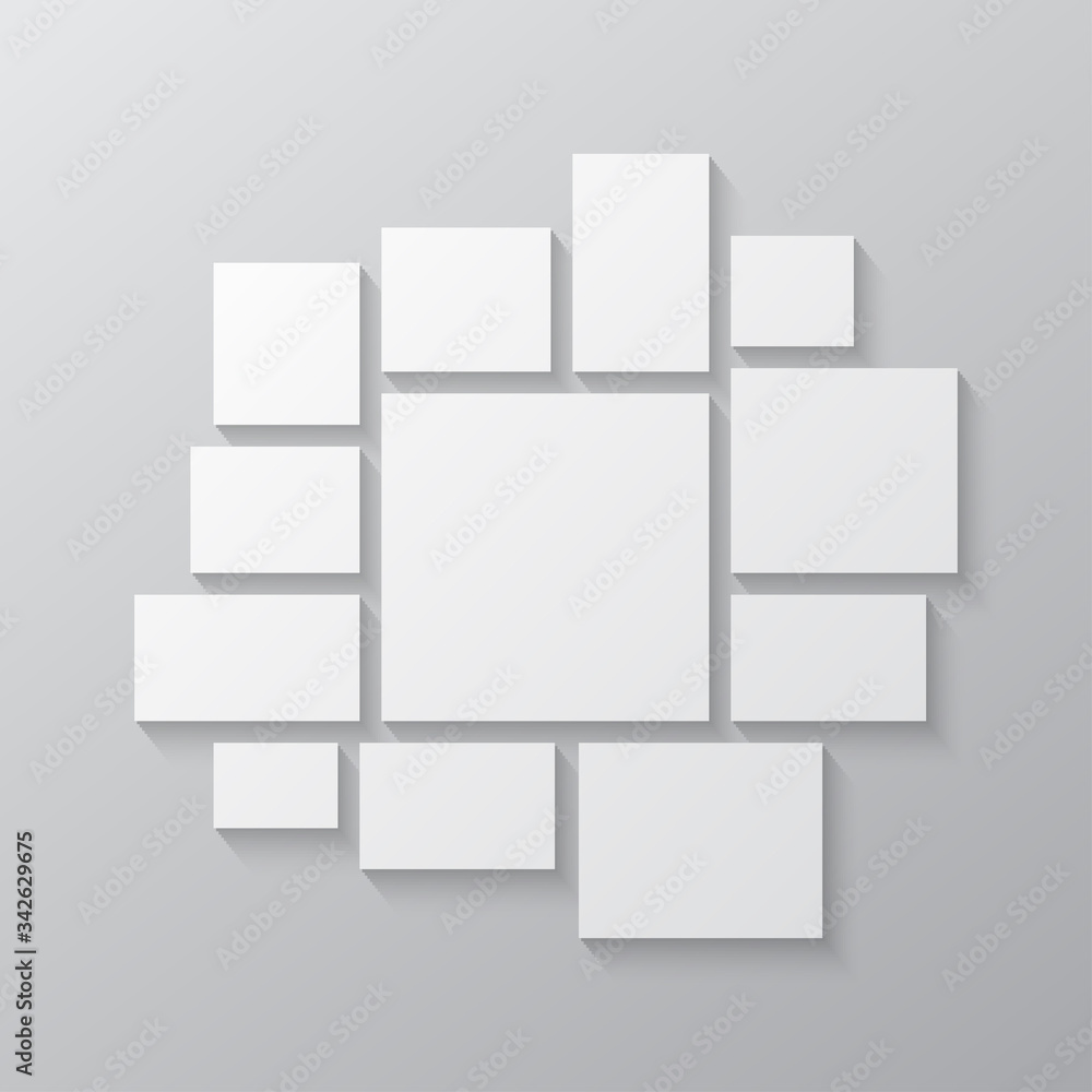 Vector empty collage board twelve images, photo Vector empty collage board twelve images, photo