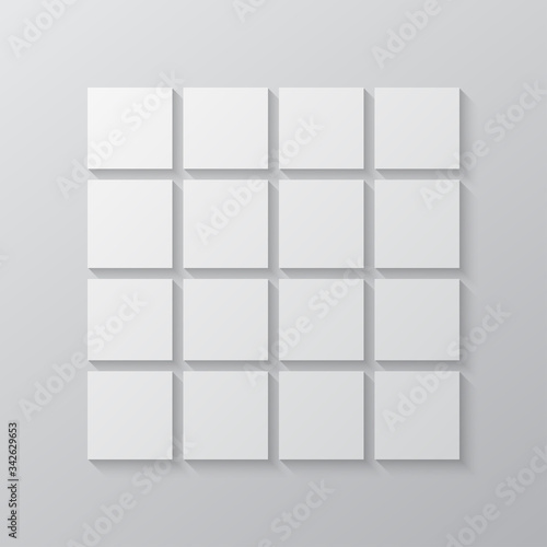 Vector empty collage board sixteen images, photo