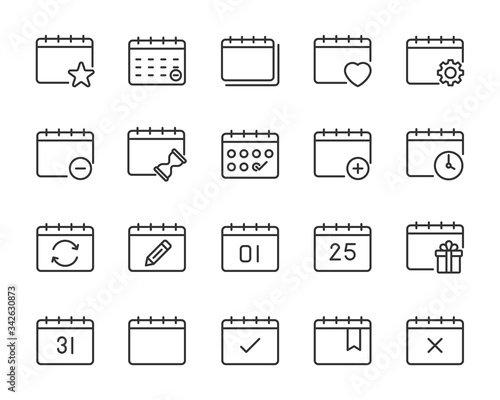 set of calendar icons, year, month, planner, date, schedule