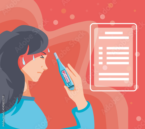 woman infected with coronavirus suffer symptoms, infographic