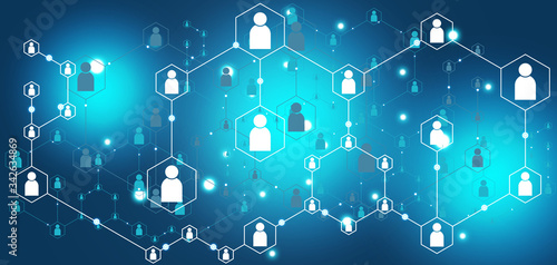 Network community.People network connection. Point and line composition. Illustration.