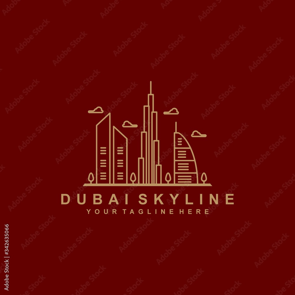 Fototapeta premium Dubai skyline outline logo design