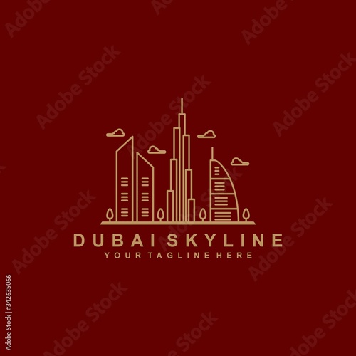 Dubai skyline outline logo design