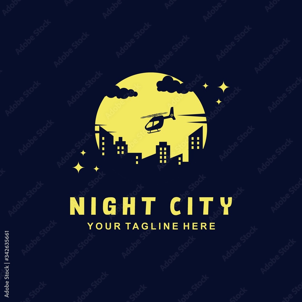 Night city logo design template