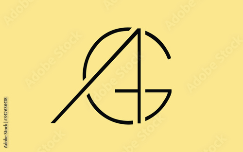 AG or GA and A  G Uppercase Letter Initial Logo Design  Vector Template