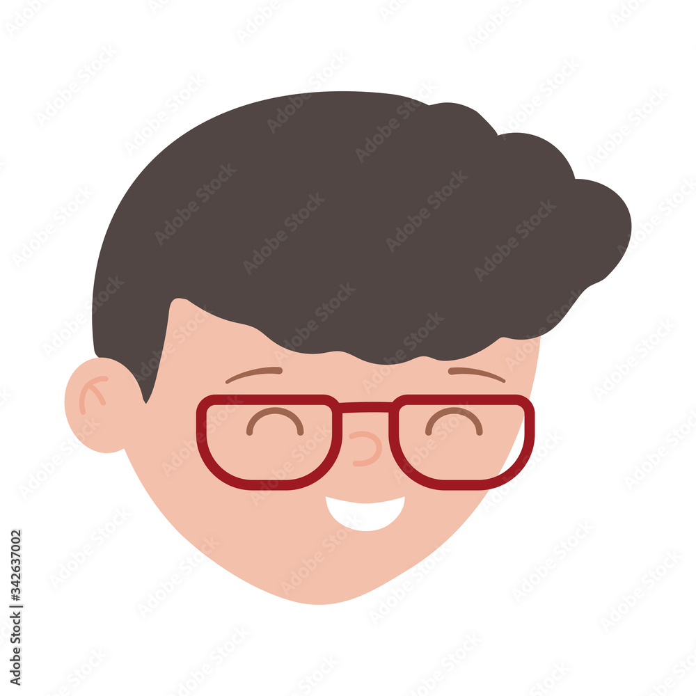 young man face character isolated icon on white background young man face character isolated icon on white background