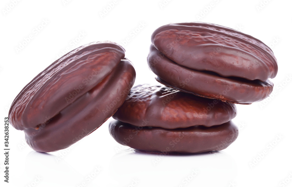marshmallow in chocolate isolated white background marshmallow in chocolate isolated white background