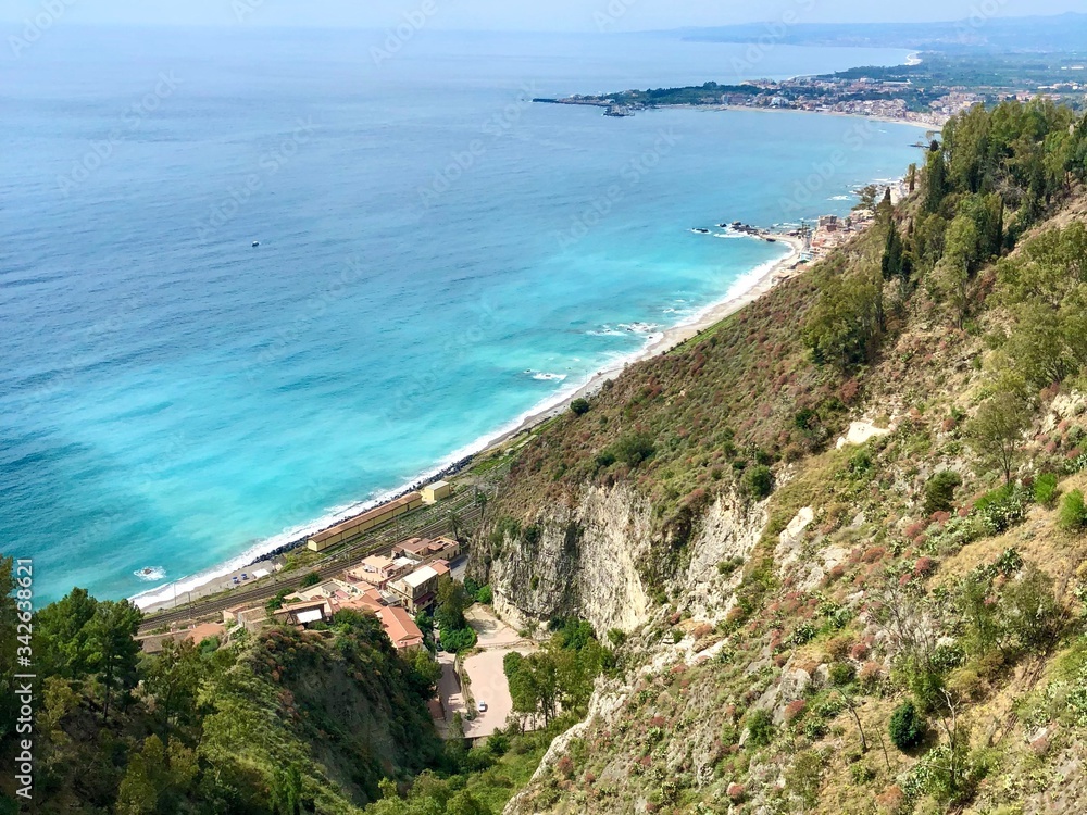 Taormina. Panoramic view of the Mediterranean Sea. Sicily, Italy