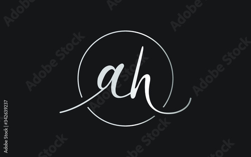 ah or ha and a, h Lowercase Cursive Letter Initial Logo Design, Vector Template photo