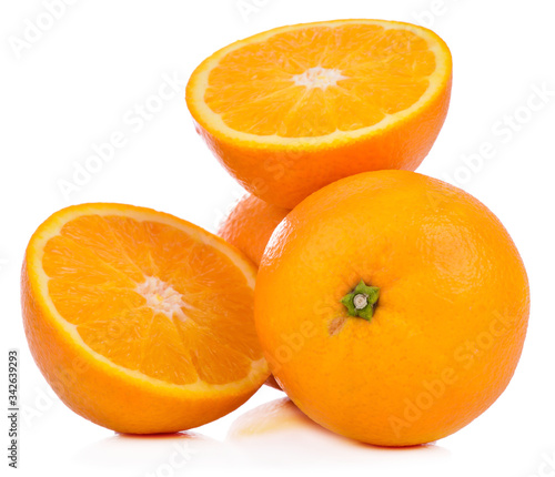 Orange healthy fresh fruit from nature isolated on a white background.