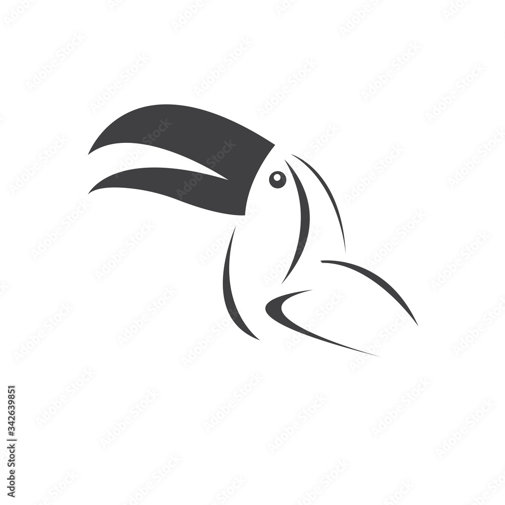 Naklejka premium Vector of hornbill Black design. Wild Animal. Bird. Easy editable layered vector illustration. on white background