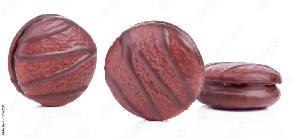 marshmallow in chocolate isolated white background marshmallow in chocolate isolated white background