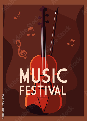 poster music festival with musical instrument