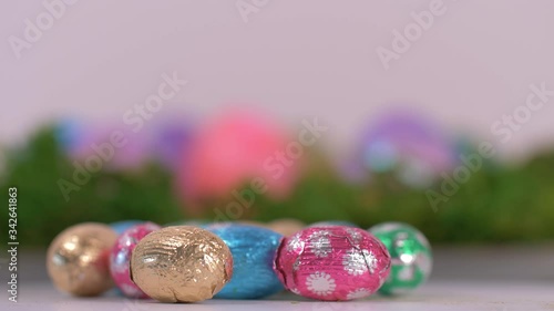 Mini Easter Eggs Wrapt in Silver Foil rotating photo